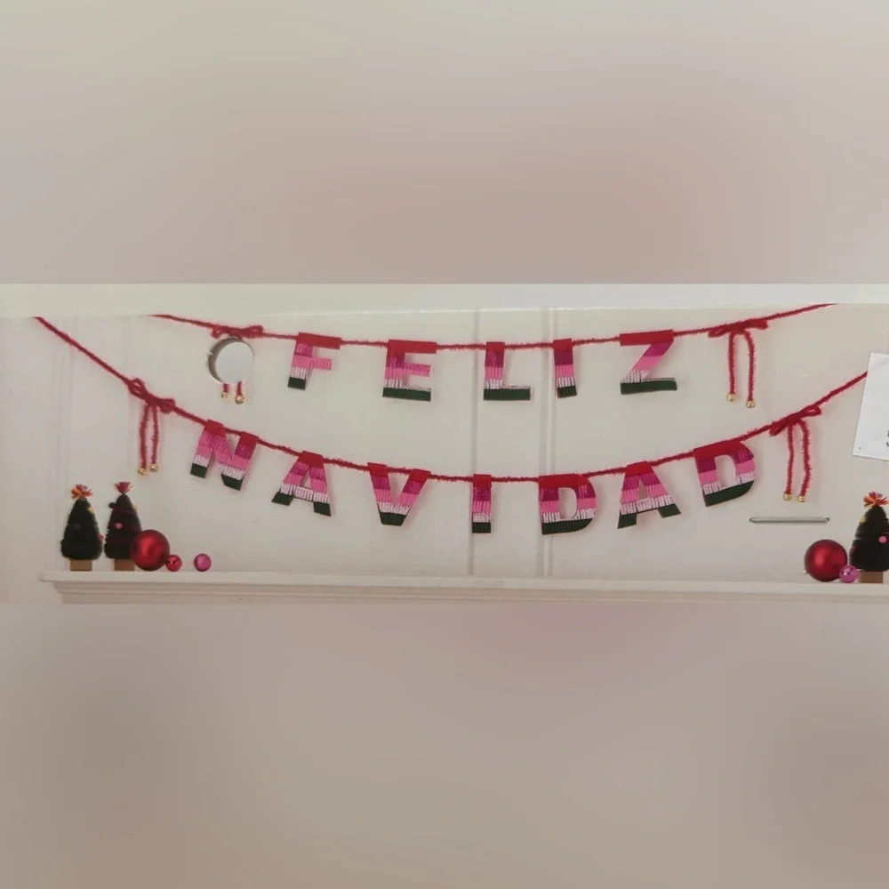 Spanish Christmas 6 ft garland (2) and hanging sign NEW NWT 3 item festive decor